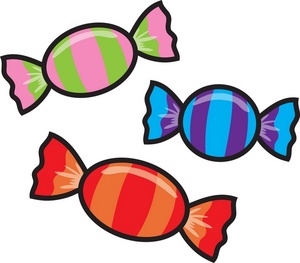 acclaim clipart: a bunch of candies in brightly colored wrappers