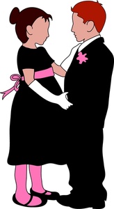 acclaim clipart: two children a boy and girl dressed up and dancing